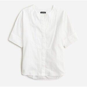 J.CREW Bib Button-up Shirt in Herringbone Twill Size XL White NEW Coastal BY683